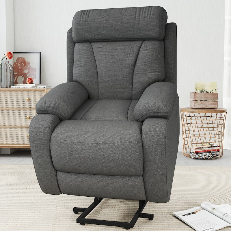 GDFStudio - Snowflake Velvet Power Lift Recliner with Remote Control