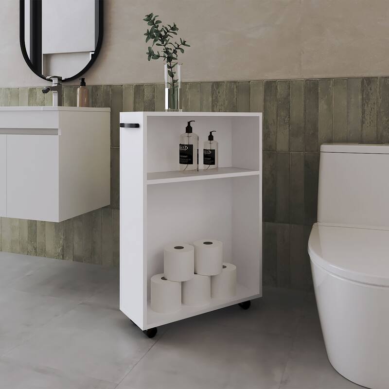 White Rolling Storage Cart with Versatile Compact Design - White