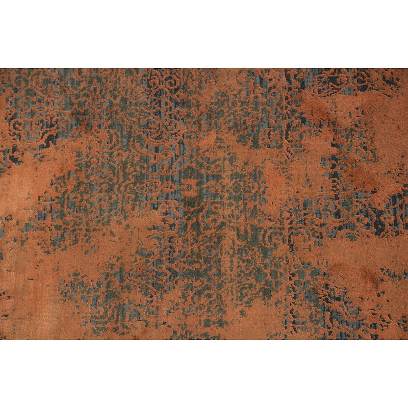 Machine Made Oriental Polyester Carpet Modern Oranges & Rust Distressed Area Rug - 7' 5'' X 5' 2''