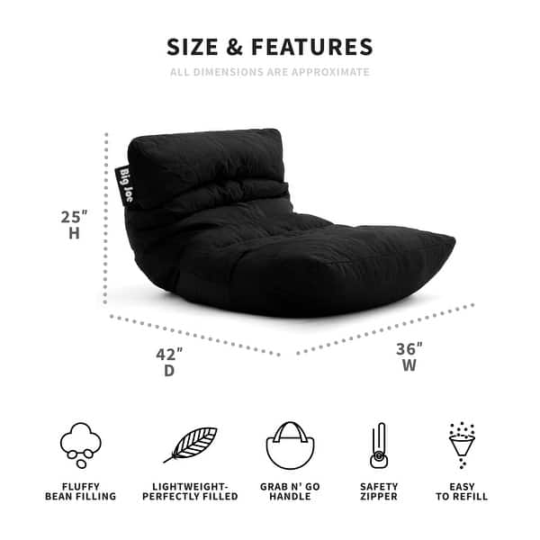 dimension image slide 0 of 2, Big Joe Roma Plush Bean Bag Chair