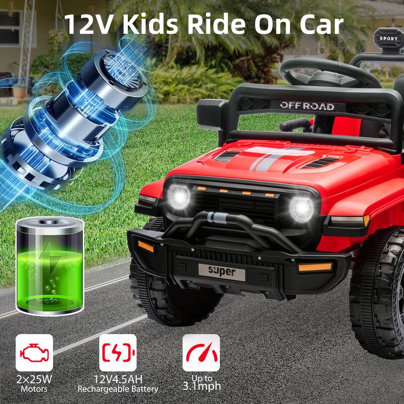 12V Electric Kids Ride on Truck, Toy Vehicle with Remote Control for Best Kids Gift