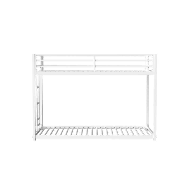 Twin-over-Twin Metal Bunk Bed with Guardrails, Stable Ladder and No Box Spring Needed