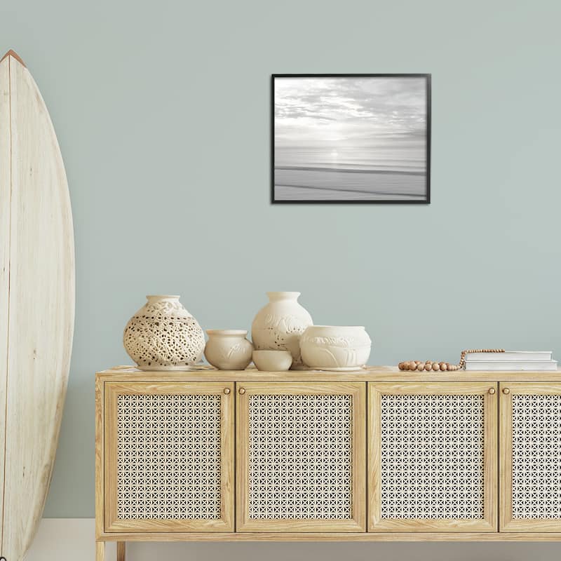 Stupell Soft Serene Beach Reflection Framed Giclee Art Design By Maggie Olsen