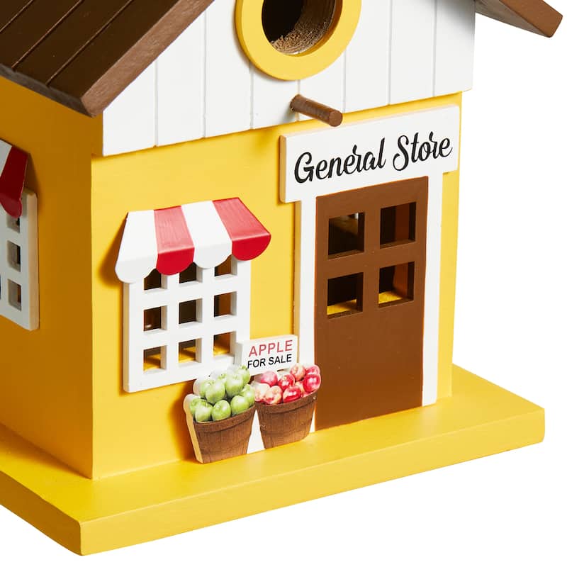 Glitzhome 9.5"H Solid Wood General Store Decorative Garden Birdhouse - 7.00''L X 5.50''W X 9.50''H