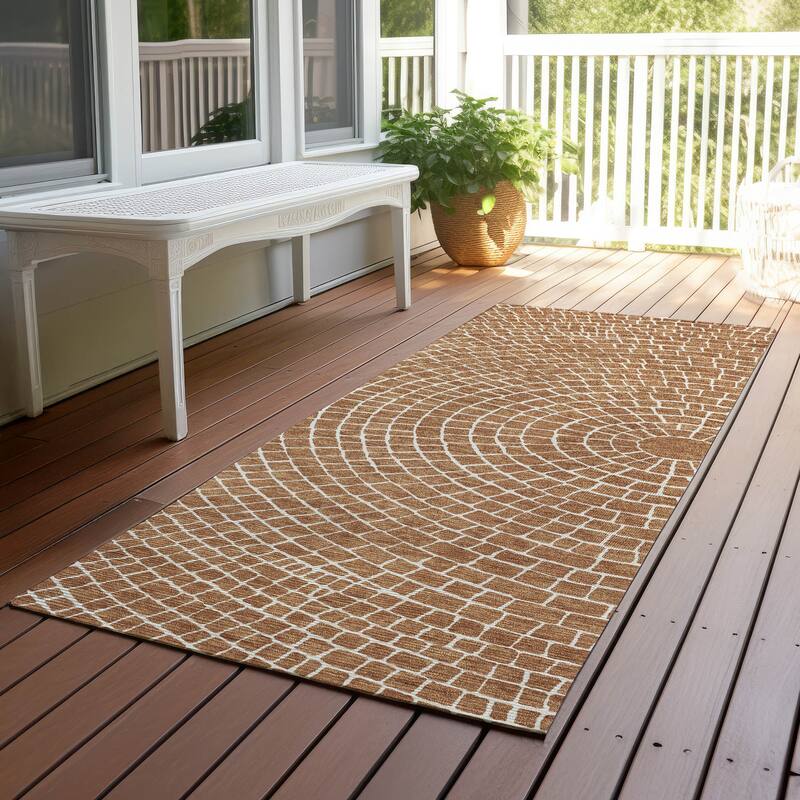 Machine Washable Indoor/ Outdoor Modern Gravity Chantille Rug - Rust - 2'3" x 7'6"