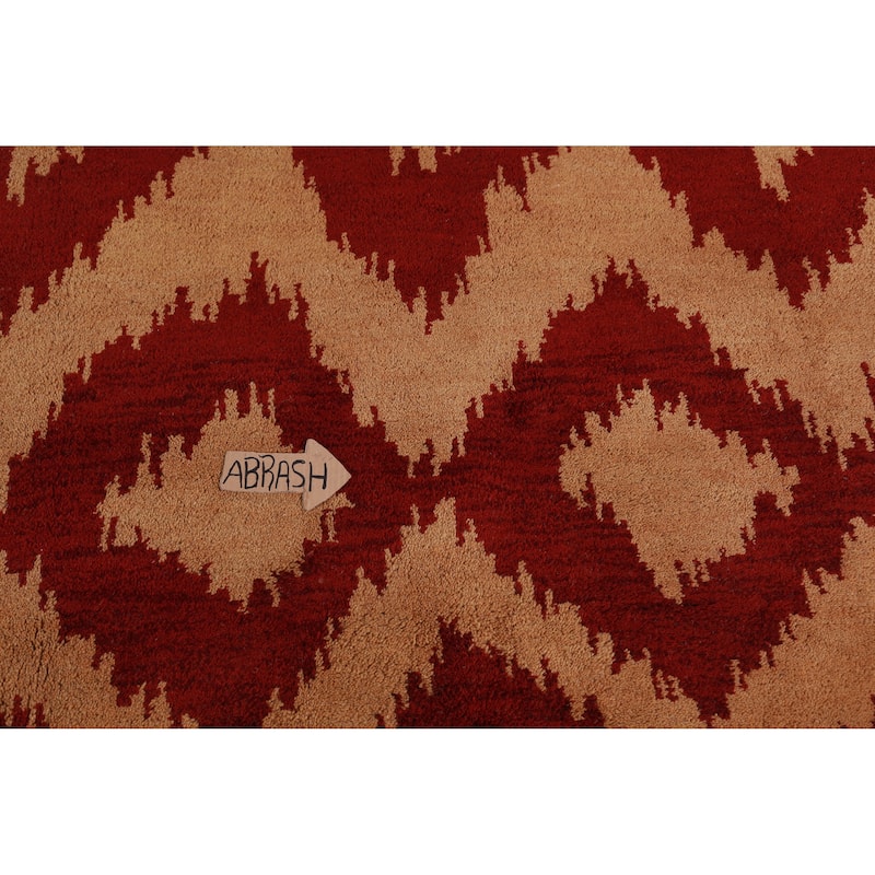 Hand Knotted Oriental 100% Wool Carpet Modern Geometric Oranges & Rust Moroccan Area Rug - 11' 7'' X 9' 0''