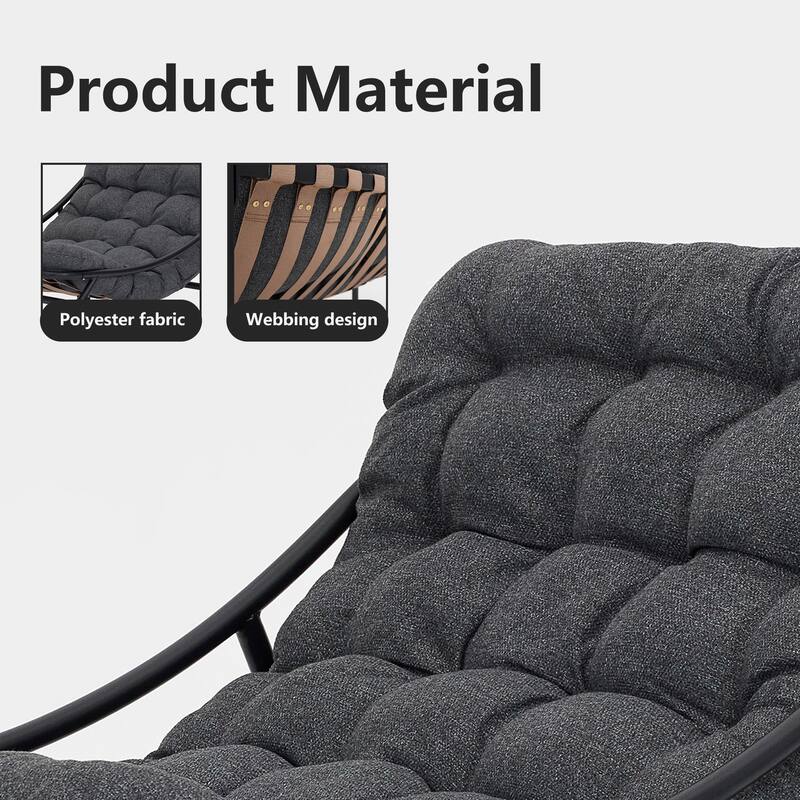 2 Set Outdoor Patio Scoop Rocking Lounge Chair with Cushions