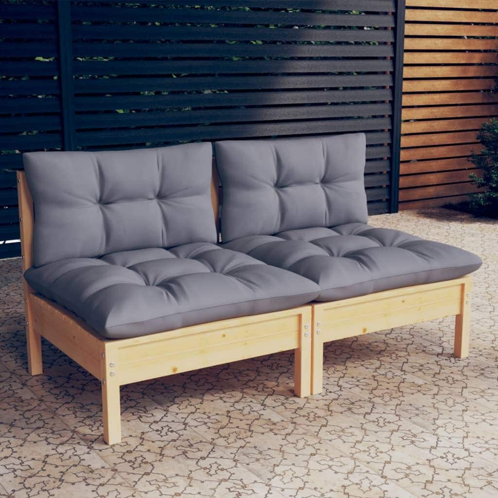 vidaXL Solid Wood Pine 2-Seater Patio Sofa with Cushions Seat Multi Colors - 25" x 25" x 24.6"