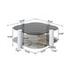 preview thumbnail 2 of 6, 35 in Modern Coffee Table Stone and Tempered Glass Tabletop with Steel Legs