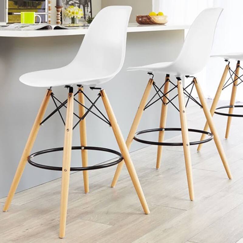 Counter Stool With Back Plastic Molded Wooden Eiffel Base For Kitchen Island Hotel Work High Chair