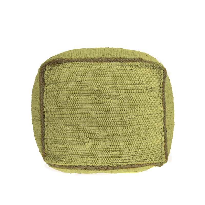HomeRoots 18" Dark Gray And Natural Cotton And Jute Cube Pouf Ottoman