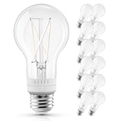 Luxrite Vintage A19 LED Light Bulb 7W=60W 5CCT Dimmable 800LM LED Edison Bulb UL E26 Base 12 Pack