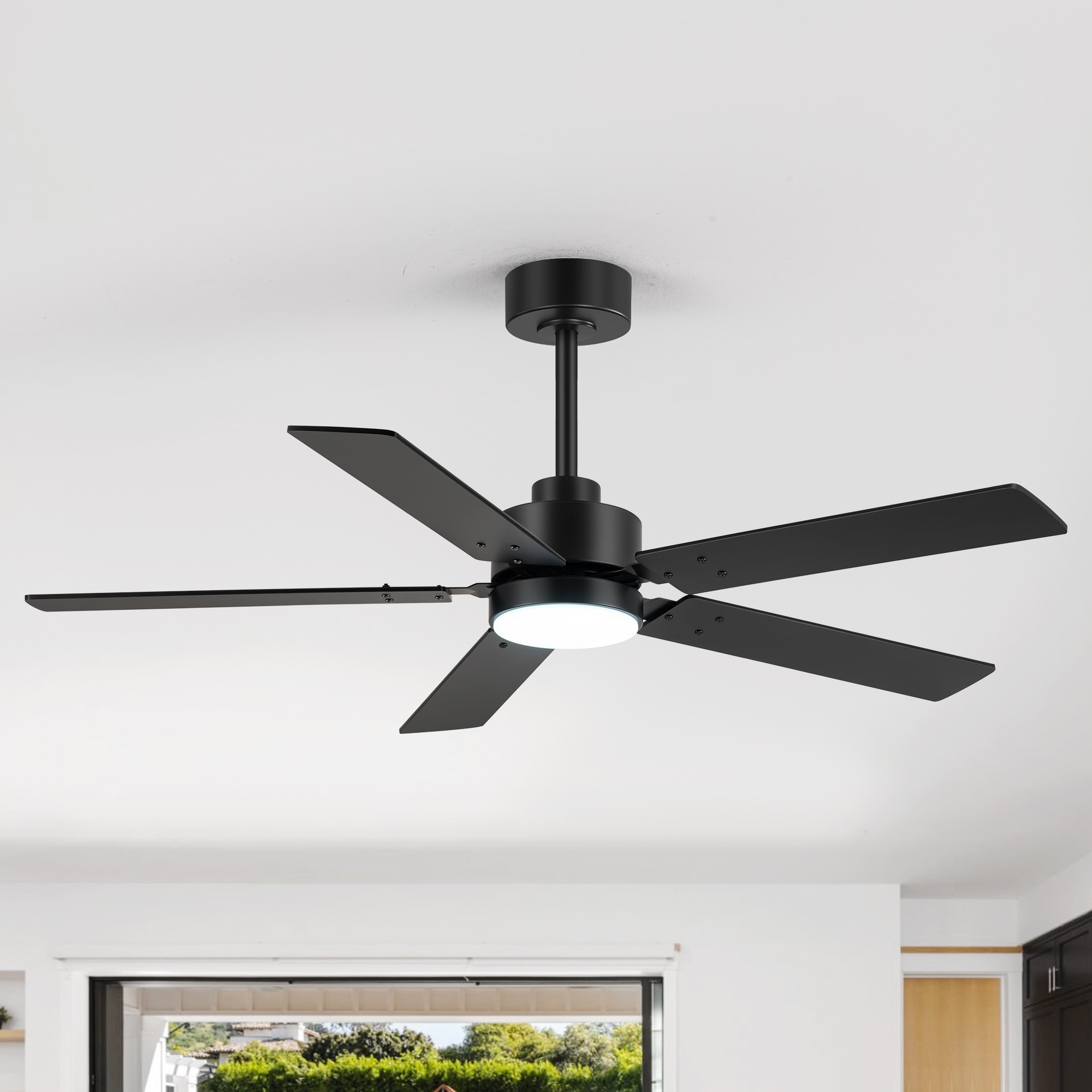 48 Inch 5-Blade Integrated Ceiling Fan with LED Light and Remote