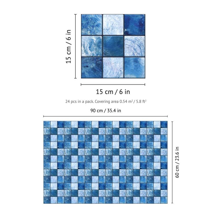 Mother Pearl Blue Jewel Large Mosaic Backsplash Tile Stickers