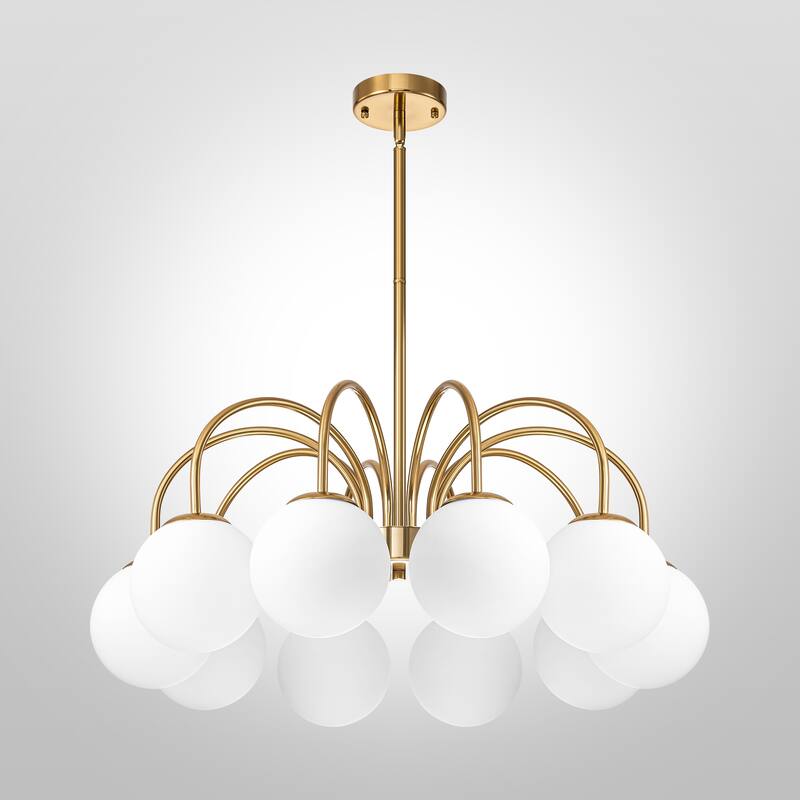 6/10-Light Modern Linear Sputnik Cluster Frosted Opaque Glass Globe Bubble Chandelier for Dining Room