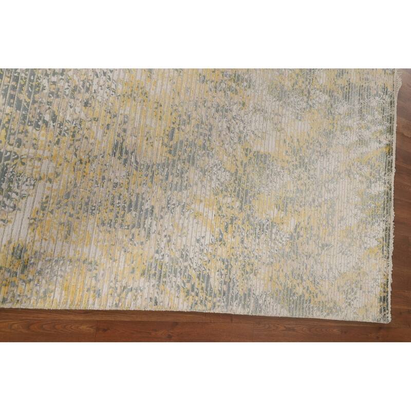 Striped Abstract Area Rug Hand-Knotted Wool Carpet - 5'6" x 7'10"