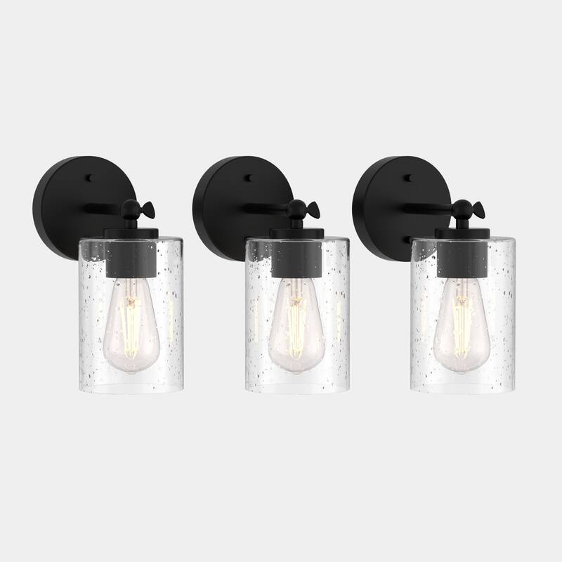 YANSUN 6.5 in 3-Pack Cylindrical Bubble Glass Lamp Shades for Pendant Light Semi Flushmount Light Fixture - 16*6*8