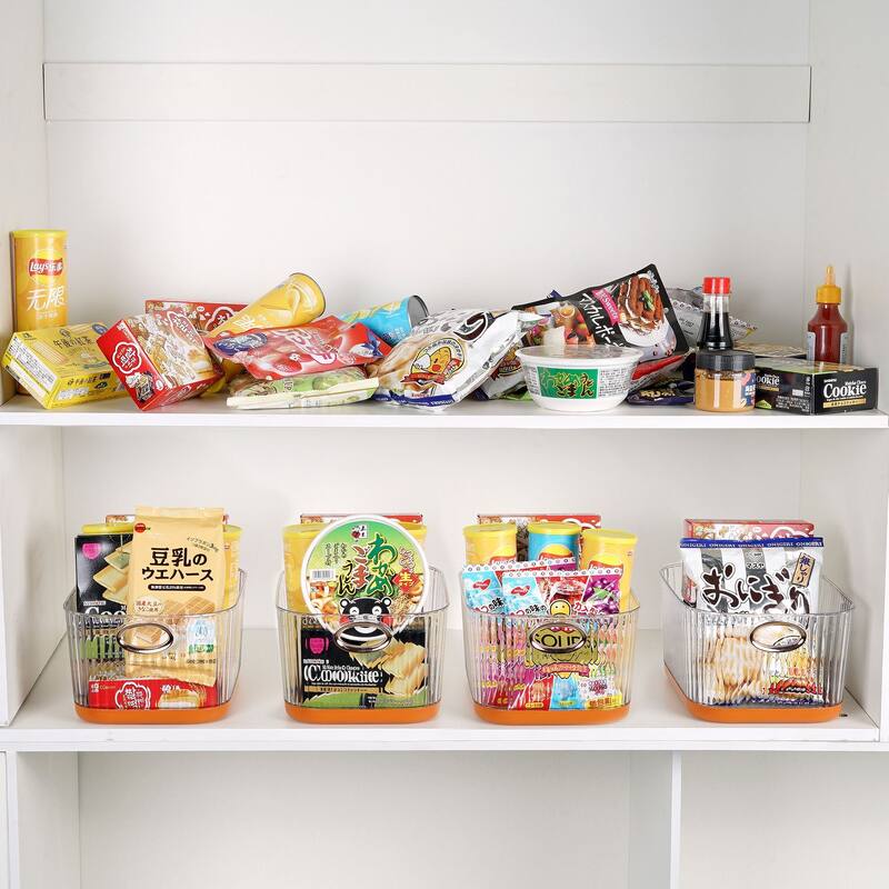 Set of 8 Plastic Storage Bins Organizers Stackable Clear Pantry Organizer Box Containers