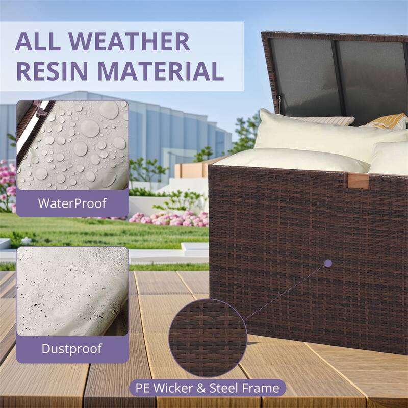 120 Gallon Waterproof Large Resin Deck Box Indoor Outdoor Lockable Storage Container for Patio Furniture, Toys and Garden Tools