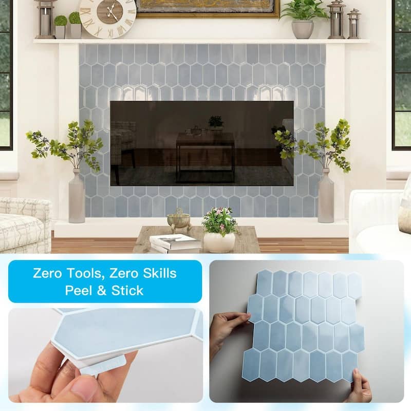 Art3d 10pcs Peel and Stick Backsplash Thickened Wall Tiles, 12''x12'', Cover 10 Sq.Ft.