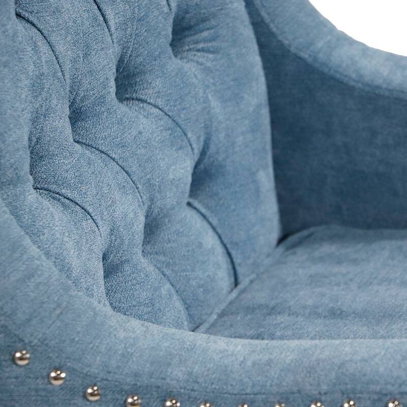 Grey Accent Chair with Button Tufted Back, Suitable for Living Room Bedroom