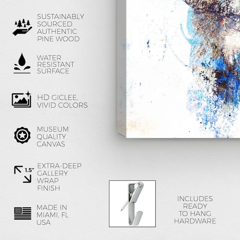 Wynwood Studio Canvas Abstract Snowy Storm Custom White and Dark Blue Modern & Contemporary Wall Art Canvas Print