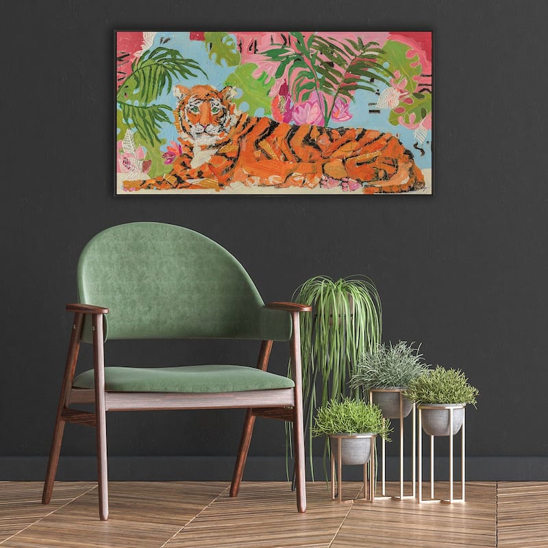 Tiger at Rest Framed Art Giclee No Glass