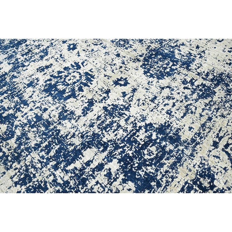 Hand Knotted Gray, Blue 100% Wool Transitional Oriental Area Rug
