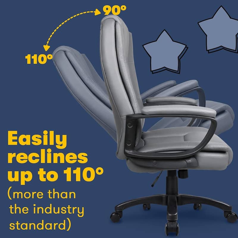 Bossin Big and Tall Office Chair High Back Executive Chair Ergonomic Adjustable Executive Leather Chair,400lbs