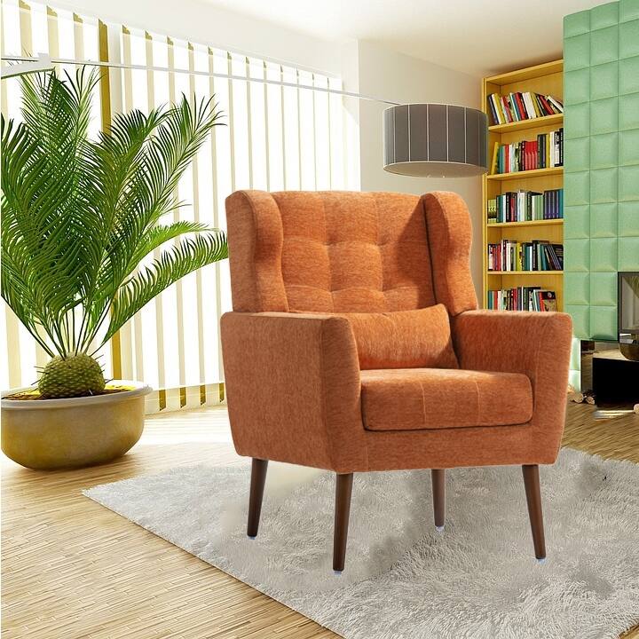 Desk Chair Upholstered Arm Chair Office Chair Orange Club Chair