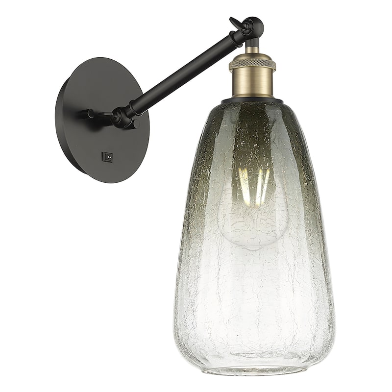 Innovations Lighting 317-1W-13-6 Brookhaven Almond Sconce Brookhaven - Black Antique Brass / Slate
