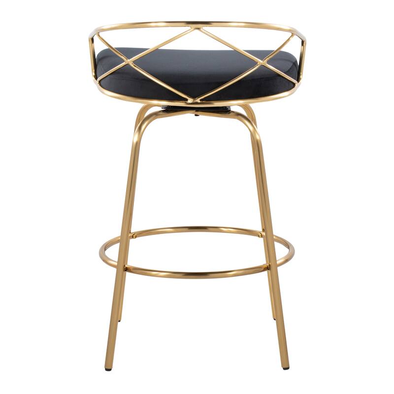 Silver Orchid Charlotte Glam 26" Fixed-Height Counter Stool (Set of 2)
