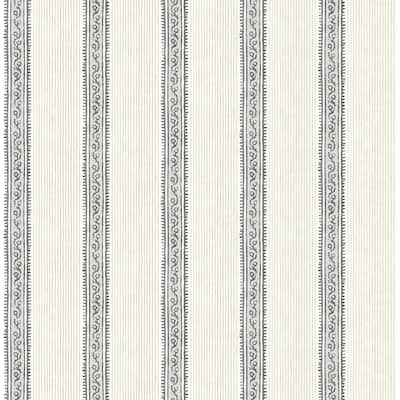 Chesapeake Mandevilla Black Vine Stripe Wallpaper