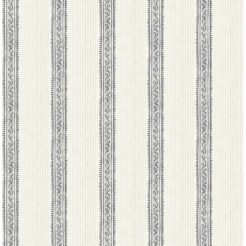 Chesapeake Mandevilla Black Vine Stripe Wallpaper