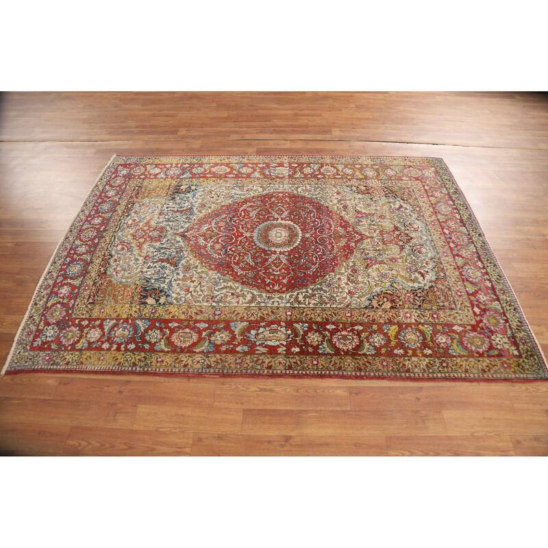Pre-1900 Antique Vegetable Dye Isfahan Persian Wool Carpet - 4'7" x 6'7"