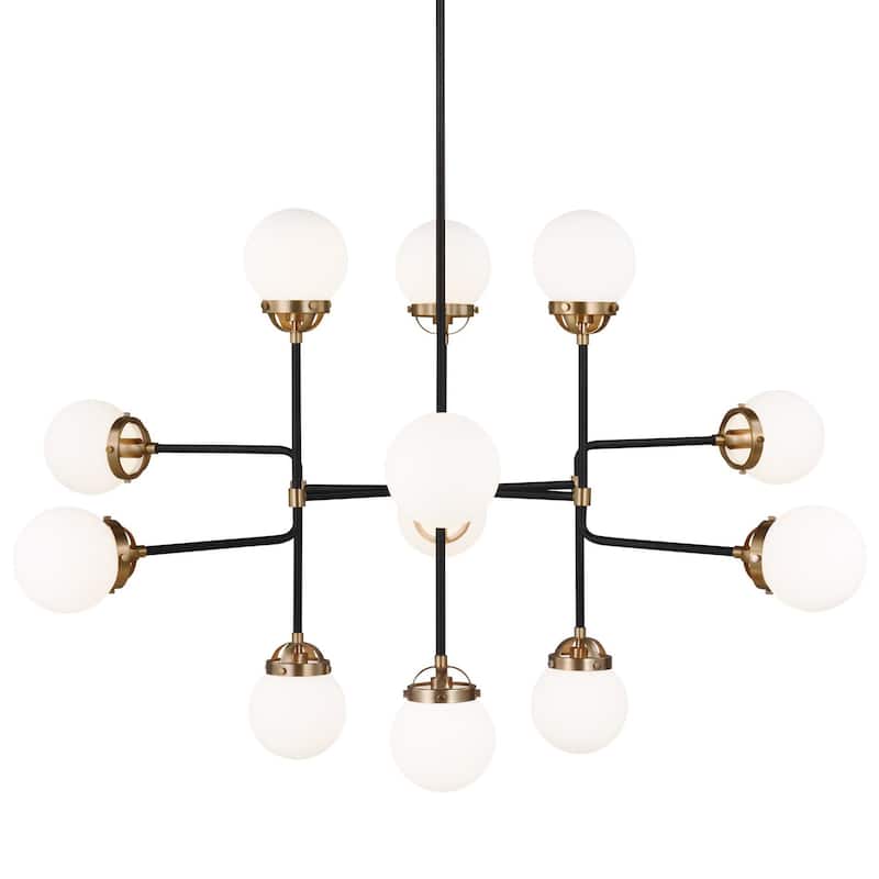 Bellevue Orne 12 Light 47" Wide Abstract Chandelier - Satin Brass