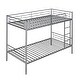 preview thumbnail 4 of 23, Twin Over Twin Bunk Bed with Ladder, Metal Bed with Full-Length Guardrail, Kid's Bed for Small Space, Bedroom, Silver