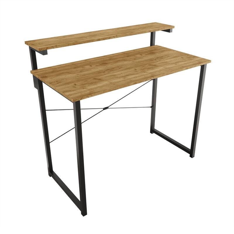 CraftPorch Minimalist 39-Inch Metal Computer Desk With Shelf