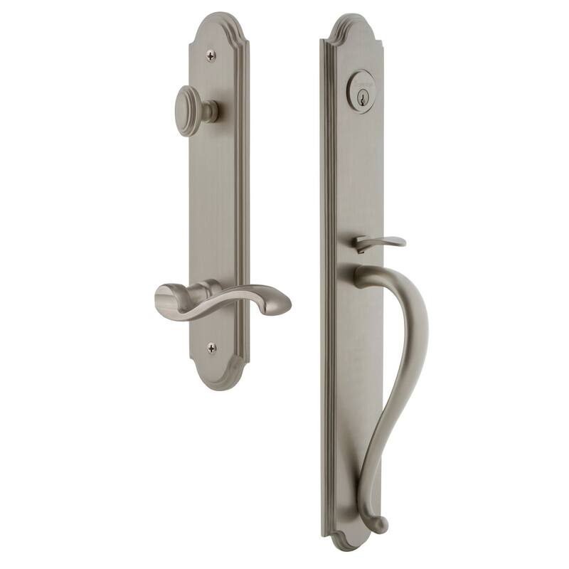 Grandeur Arc Solid Brass Rose Right Handed Keyed Entry Single Cylinder - Satin Nickel