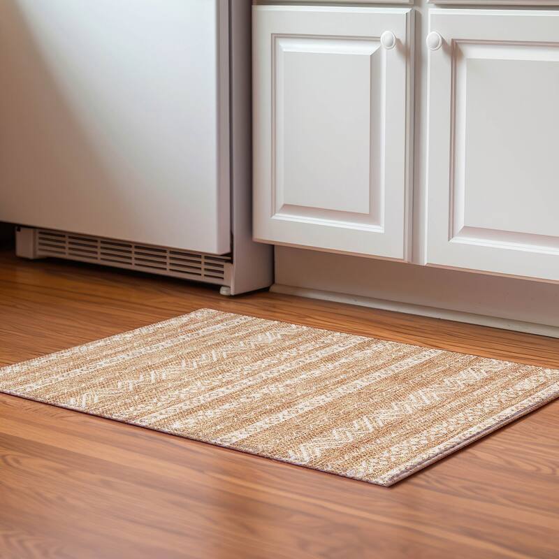 Premium Washable Super Soft Global Stripes Mayfield Rug - Terracotta - 1' 8" x 2' 6" - Rectangle
