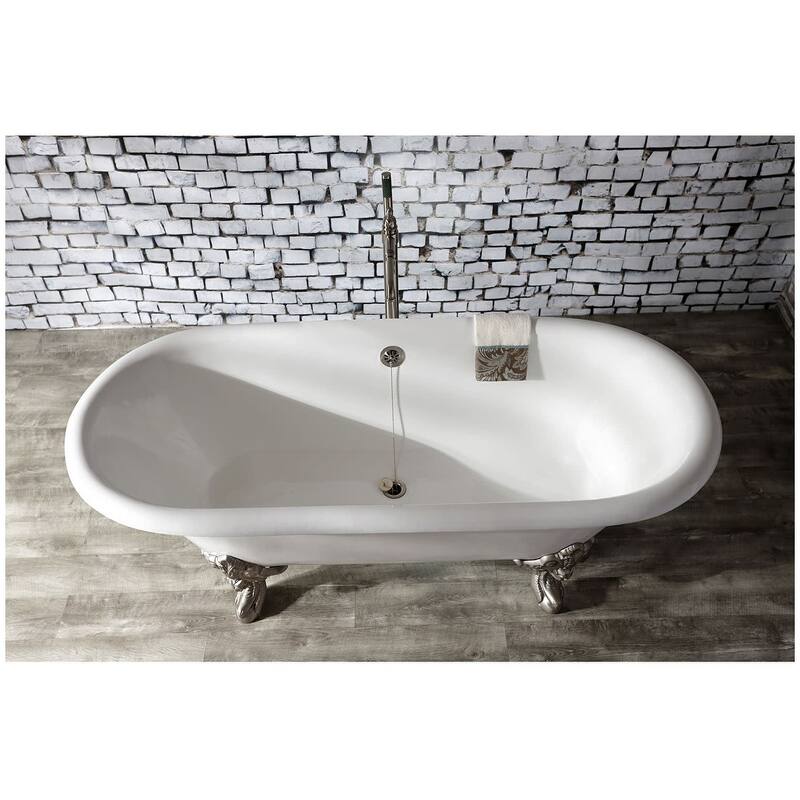 Kingston Brass Aqua Eden 72" Clawfoot Cast Iron Soaking Tub with