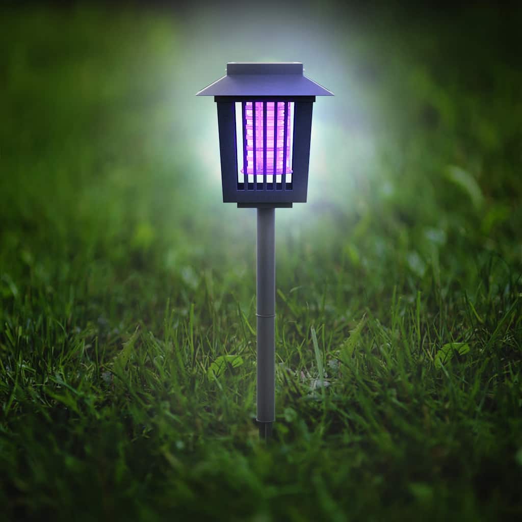 Pure Garden Black Solar Power UV Mosquito and Bug Zapper LED Light