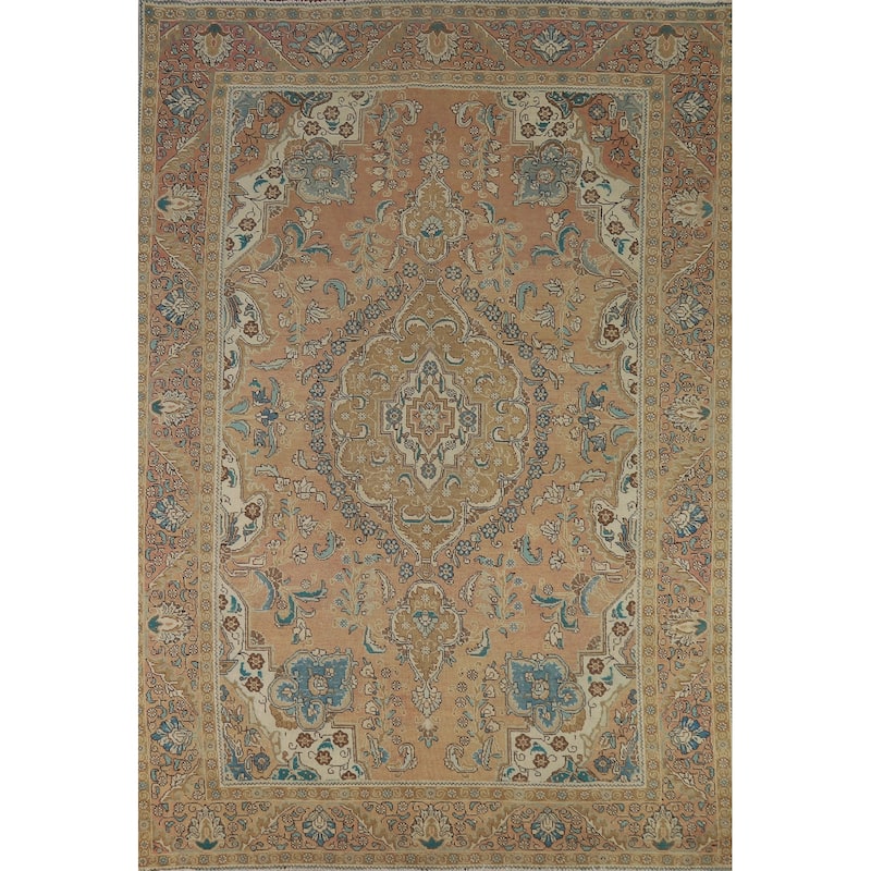 Tabriz Persian Vintage Area Rug Hand-Knotted Traditional Wool Carpet - 7'7" x 11'2"