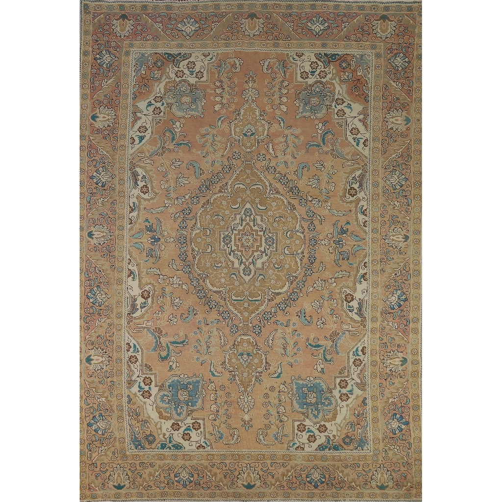 Tabriz Persian Vintage Area Rug Hand-Knotted Traditional Wool Carpet - 7'7" x 11'2"