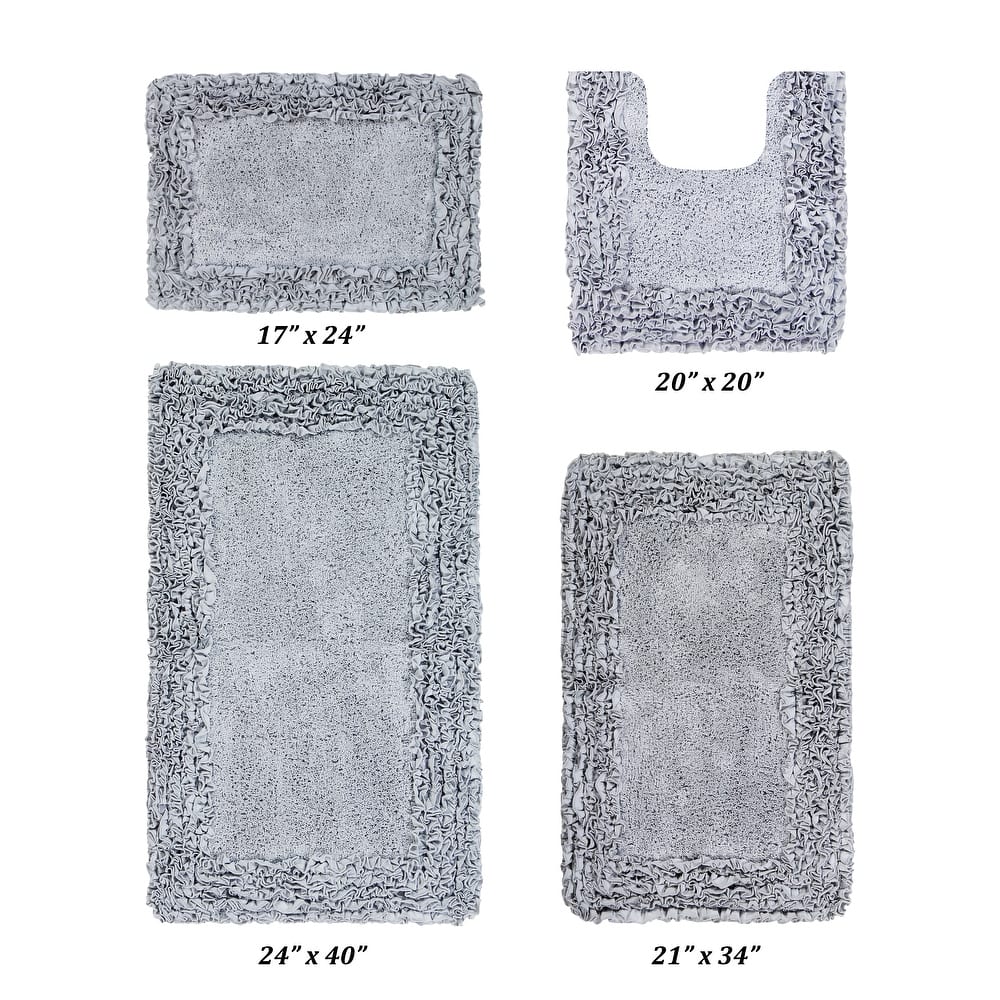 Better Trends Shaggy Border Collection Bathroom Rug -100% Cotton Tufted, Non-Skid Spray Latex Backing, Machine Washable Bath Mat