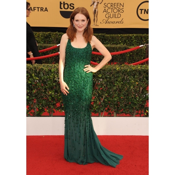 julianne moore green dress Dark Green Glitter Lace Satin Mermaid Prom Dress main image 1