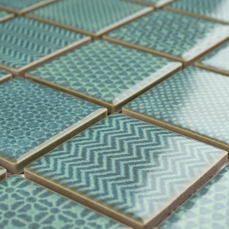 Merola Tile Celadon Emerald 11-5/8" x 11-5/8" Porcelain Mosaic Floor and Wall Tile