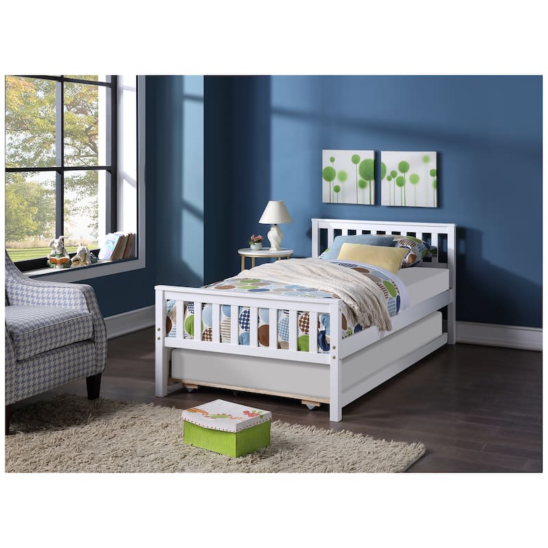 Twin Platform Bed with Trundle and Footboard for Bedroom