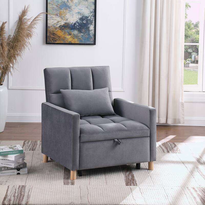 Modern Convertible Sleeper Sofa Chair Bed with Pillow