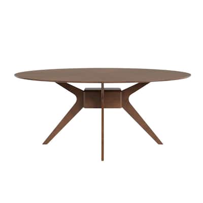 Oval Wooden Dining Table in Walnut Finish